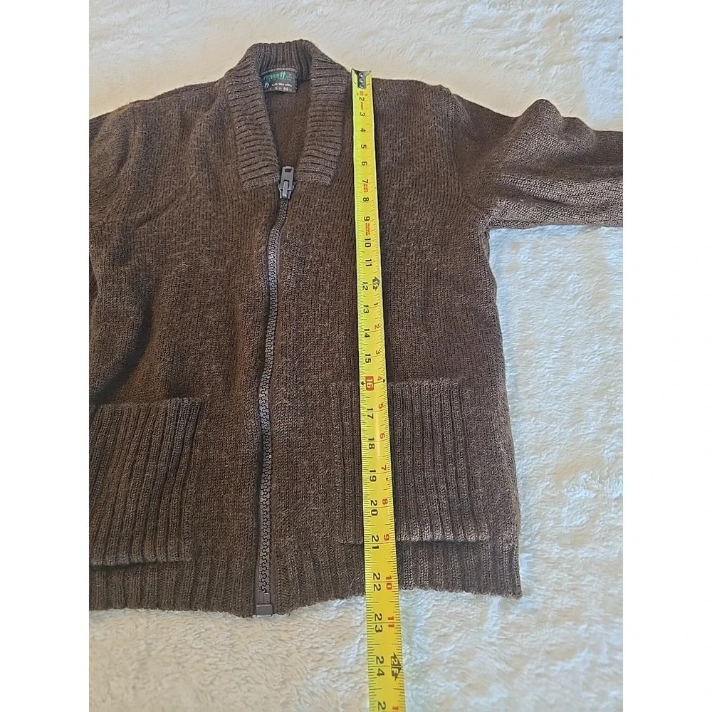 Ansett Pure New Wool Fullzip Cardigan Sweater Dark Brown‎ Tag Says 16 (Fits Med)